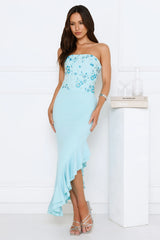 Enchanted Affection Strapless Sequin Midi Dress