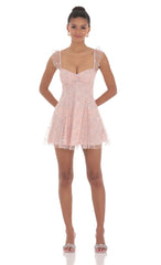 Sequin Glitter Fit and Flare Dress in Pink