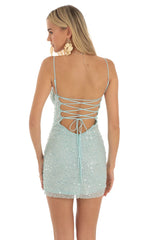 Sequin Beaded Bodycon Dress in Blue