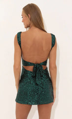 Lulu Sequin Bodycon Dress in Green