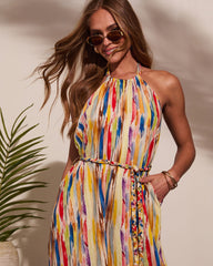 Magic Hour Halter Waist Tie Jumpsuit